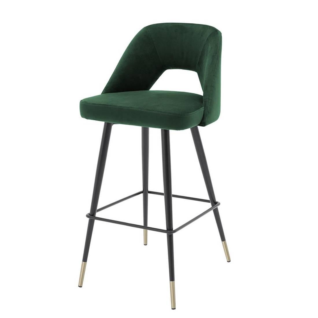 Perfecto L Bar Stool in Blue or Red or Green Velvet Fabric 1