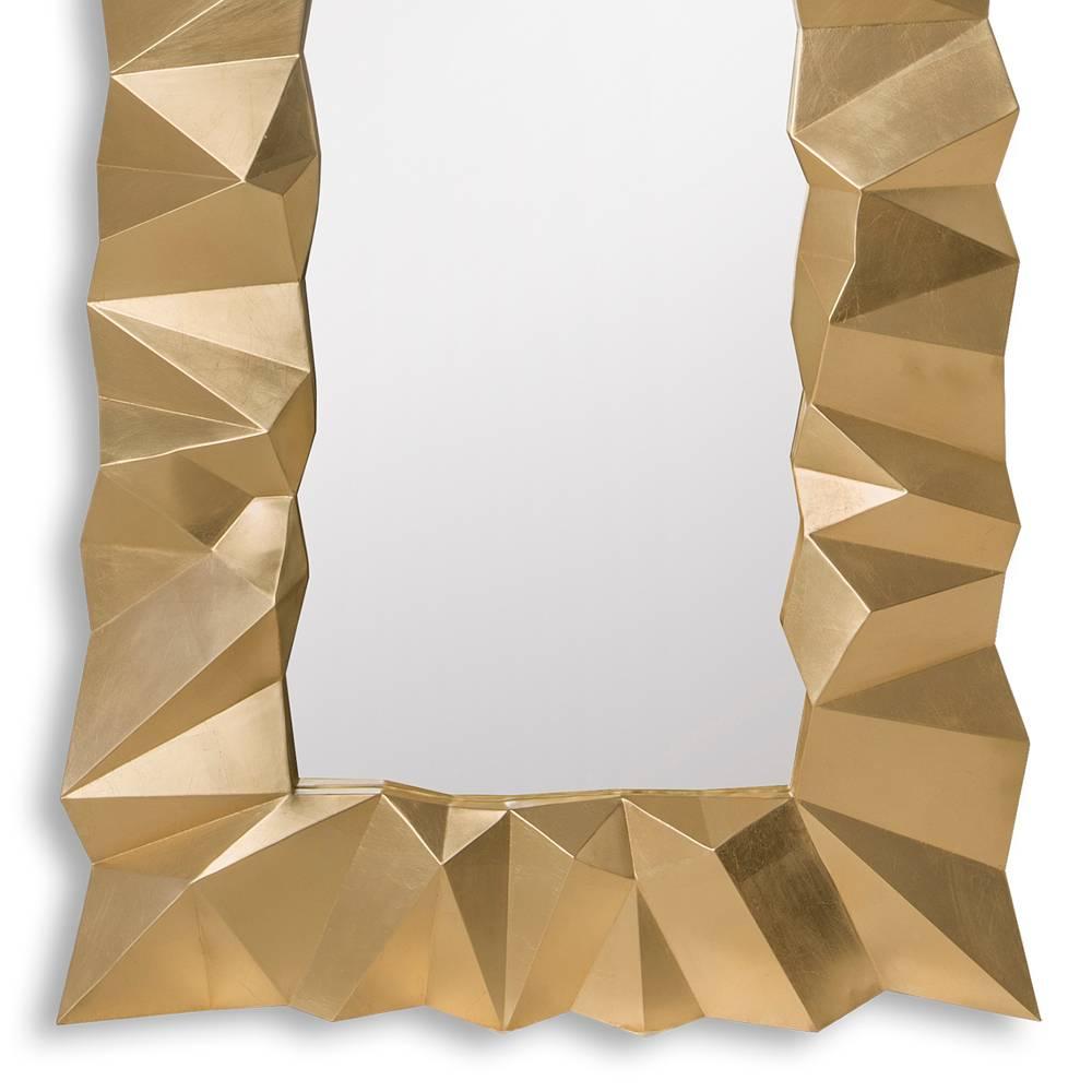 XXIe siècle et contemporain Miroir asymétrique en acajou massif avec finition dorée en vente