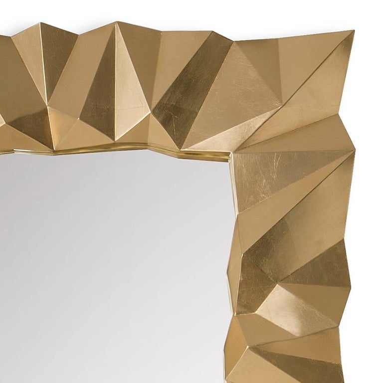 Asymmetric Mirror in Solid Mahogany in Gold Finish For Sale at 1stDibs