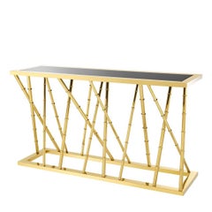 Gold Bamboo Console Table in Gold Finish