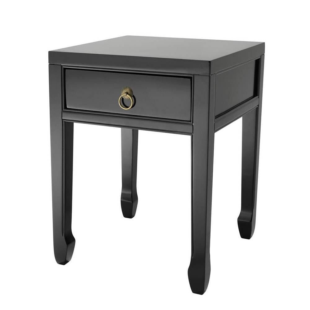 Opium Side Table in Solid Wood in Black or Antique Oak Finish