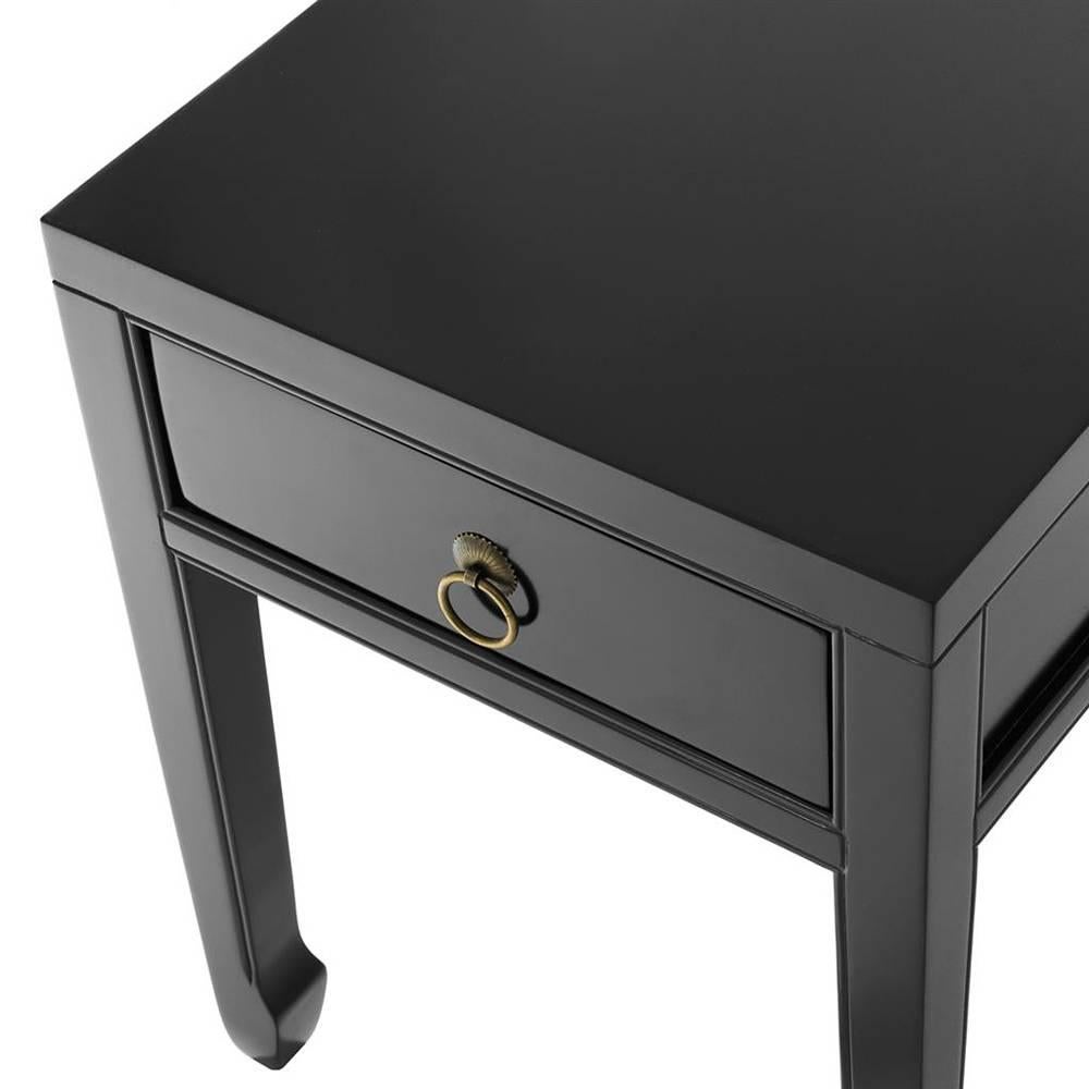 Chinese Opium Side Table in Solid Wood in Black or Antique Oak Finish