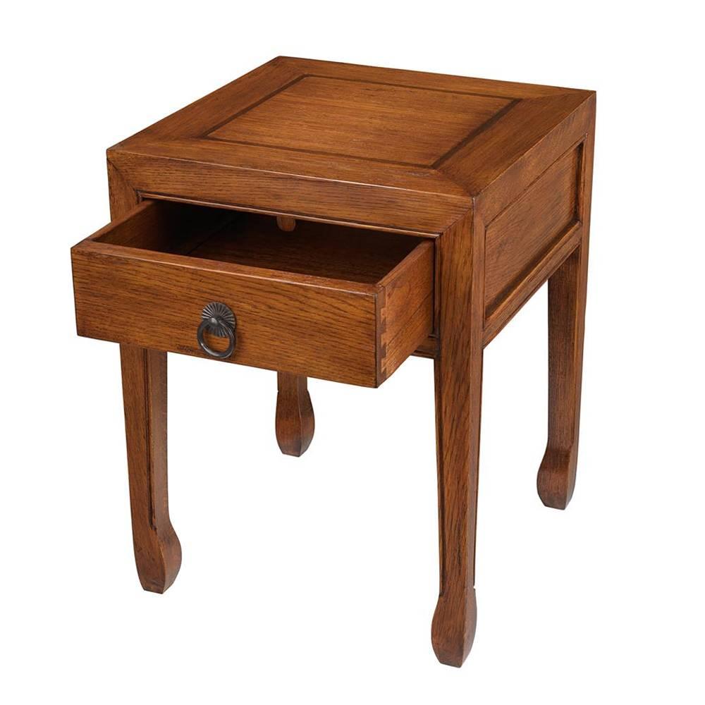Contemporary Opium Side Table in Solid Wood in Black or Antique Oak Finish