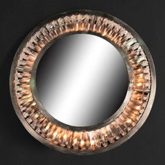 Specchio rotondo in stile Art Deco Mirror con vetro di cristallo