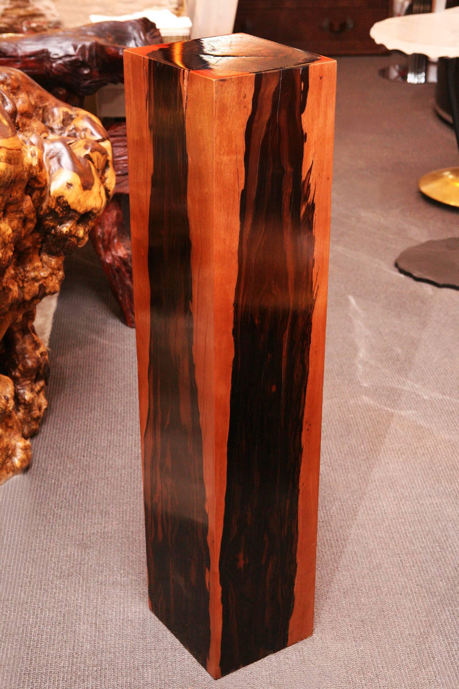 Hand-Carved Ebony Column Set of Two