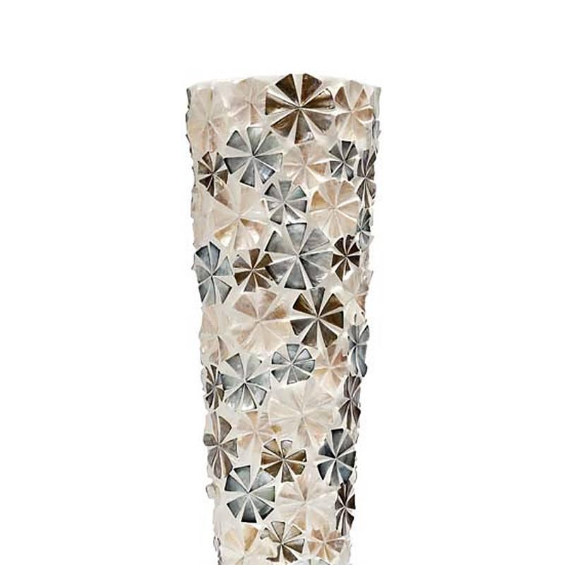 Vase Blumen Muschel mit handgeschnitzten 
Perlmutt in weißem Harz genommen 
Struktur:: subtile Stück.
