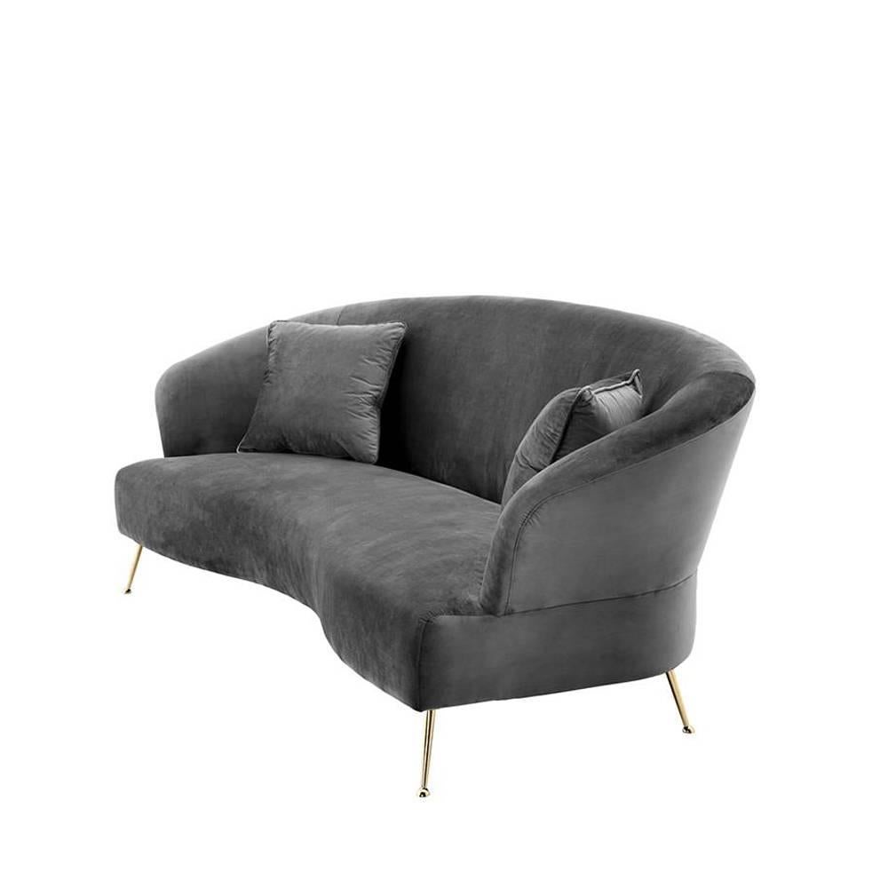 Contemporary Porpoise Sofa with Grey Velvet