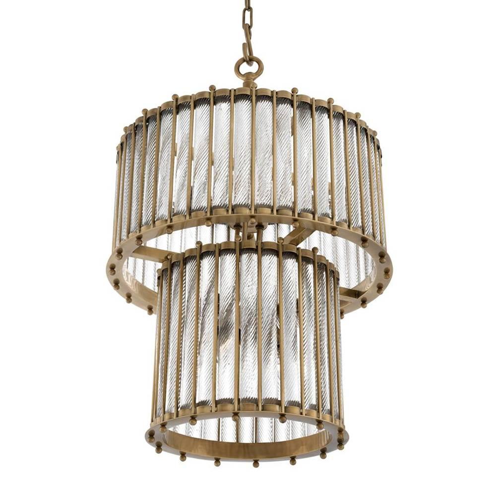 Chinese Mezzo Double Chandelier with Antique Brass For Sale