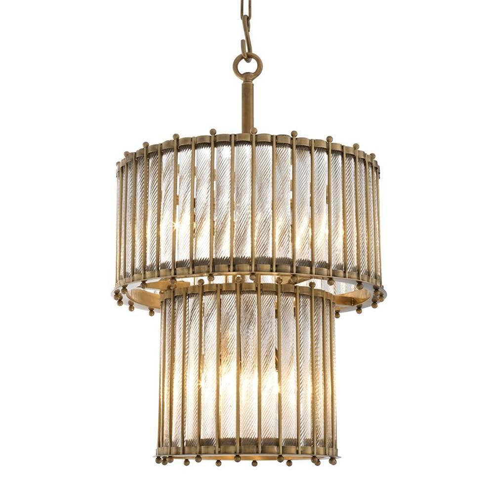 Mezzo Double Chandelier with Antique Brass For Sale