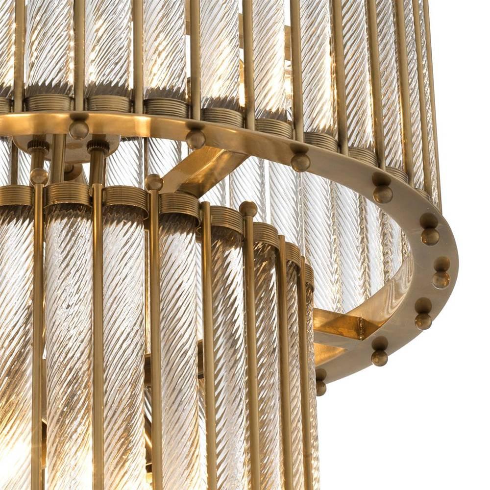 Contemporary Mezzo Double Chandelier with Antique Brass For Sale