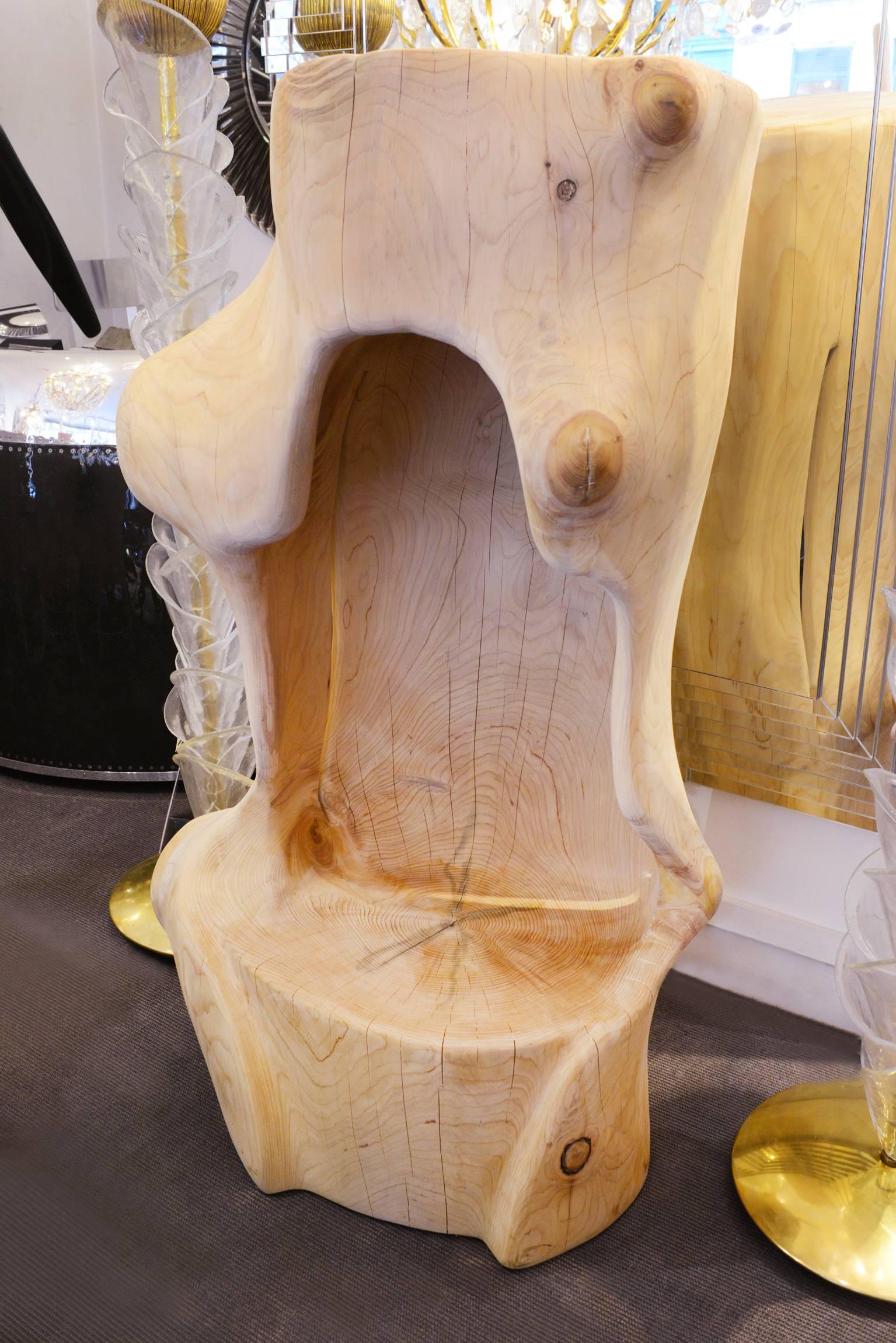French Trone Cedar Tree a in Hand-Carved Solid Cedar Wood