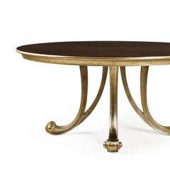 Runder Orcade-Tisch aus massivem Mahagoniholz und Goldfarbe