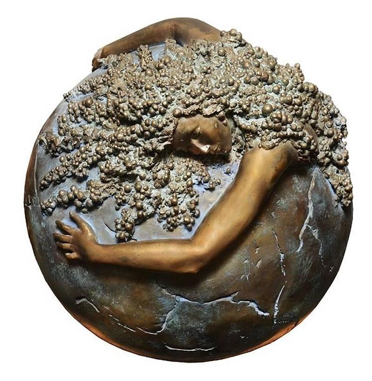 Unique Sculpture Woman Earth Globe Bronze at 1stDibs