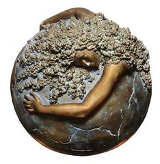 Unique Sculpture Woman Earth Globe Bronze