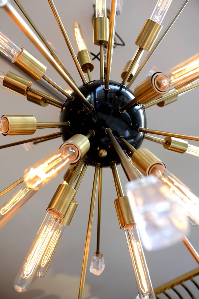 Chandelier Black and Glass Finish Sputnik In Excellent Condition In Paris, FR