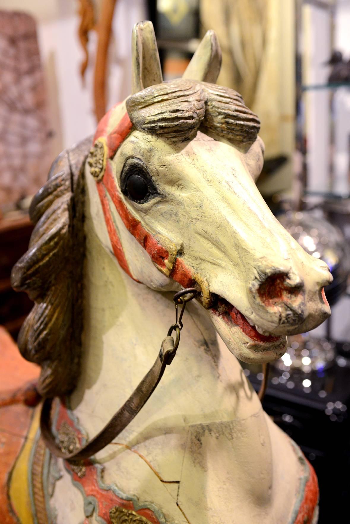 Carousel Horse, Wood, Hand-Painted, 1910, Atelier Hübner & Poeppig, Germany. For Sale 2