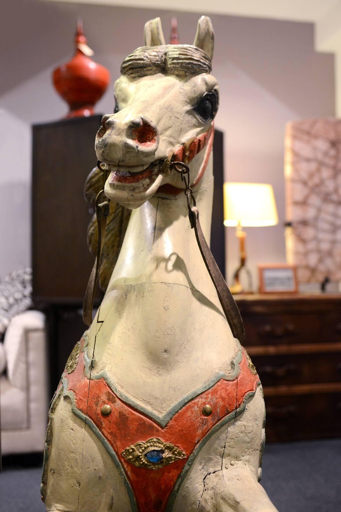 20th Century Carousel Horse, Wood, Hand-Painted, 1910, Atelier Hübner & Poeppig, Germany. For Sale