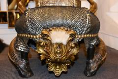 Raptor Chair with Genuine Python Skin, Real Kudu Horns and Bronze Finishes