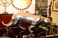 Panther Sculpture Resin in Metal Matt Finish Eyes in SWAROVSKI Crystal