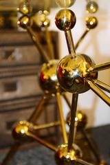 Console Table Sputnik with Gold Finish Structure and Clear Glass Top