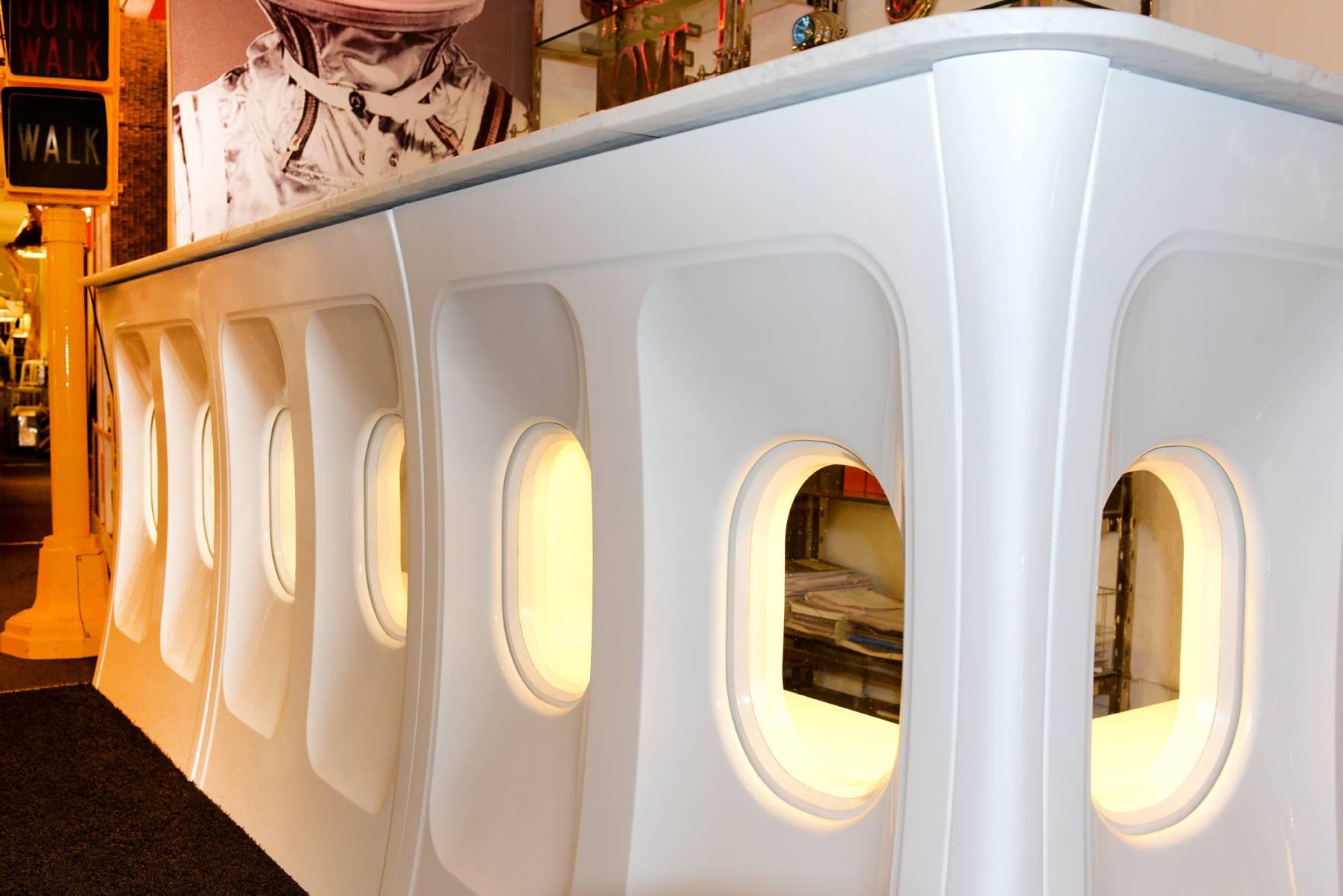 French Bar Fuselage Art Made with Portholes Airbus A340 Aircraft Fuselage 2016 For Sale