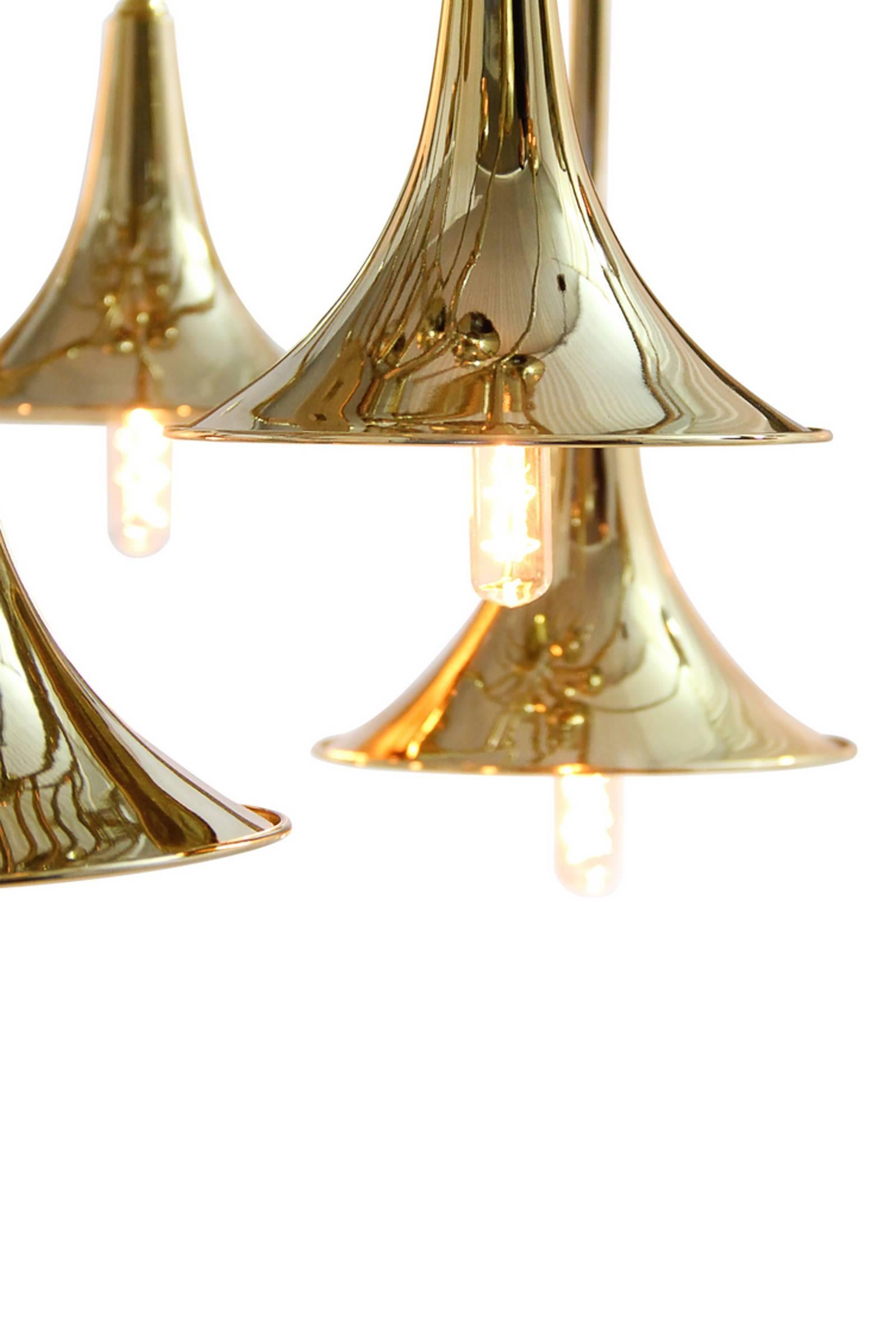 Contemporary Davis Chandelier with Brass and Gold-Plated For Sale