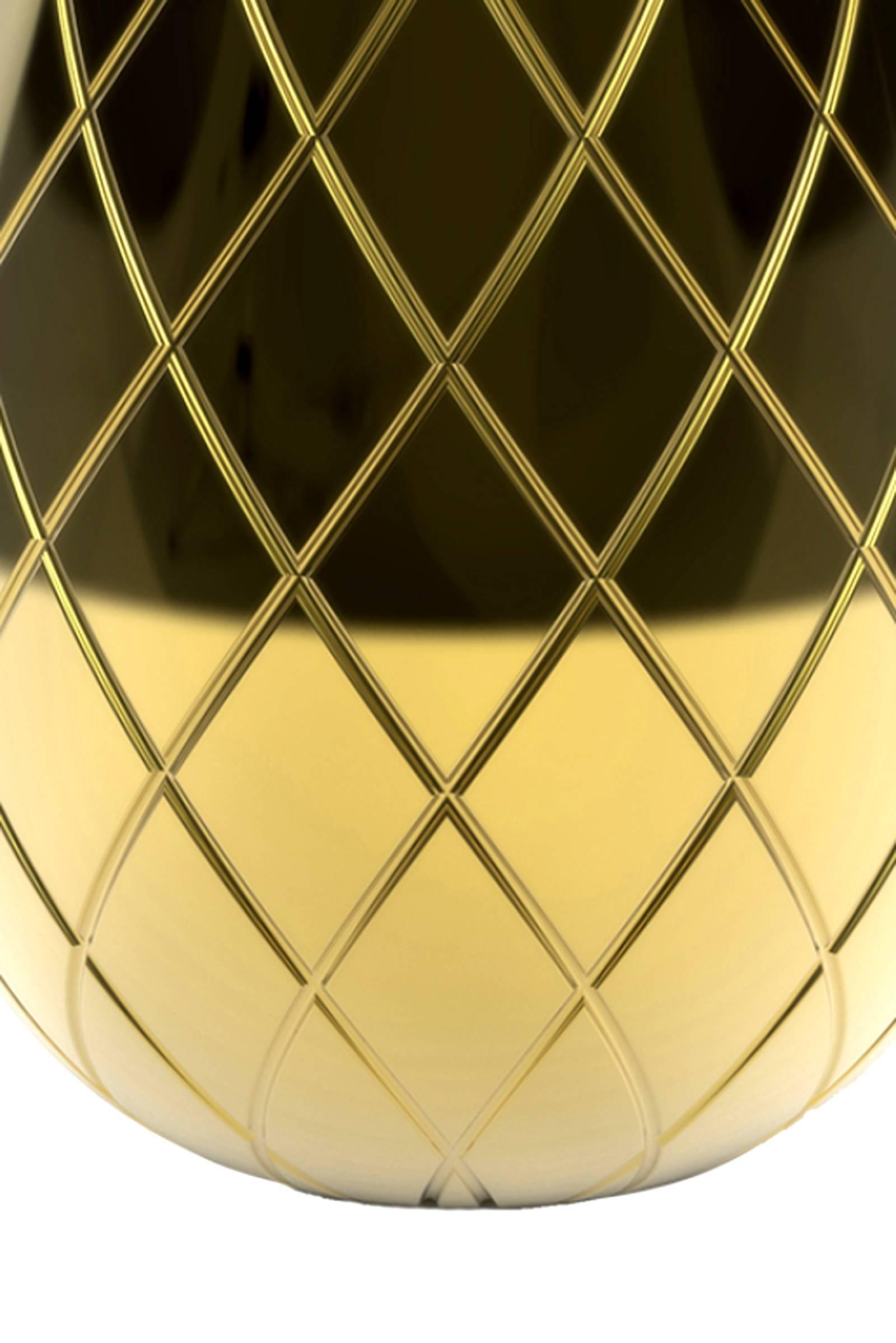 Contemporary Ananas Unique Brass Gold Polished Lamp Made in 2016