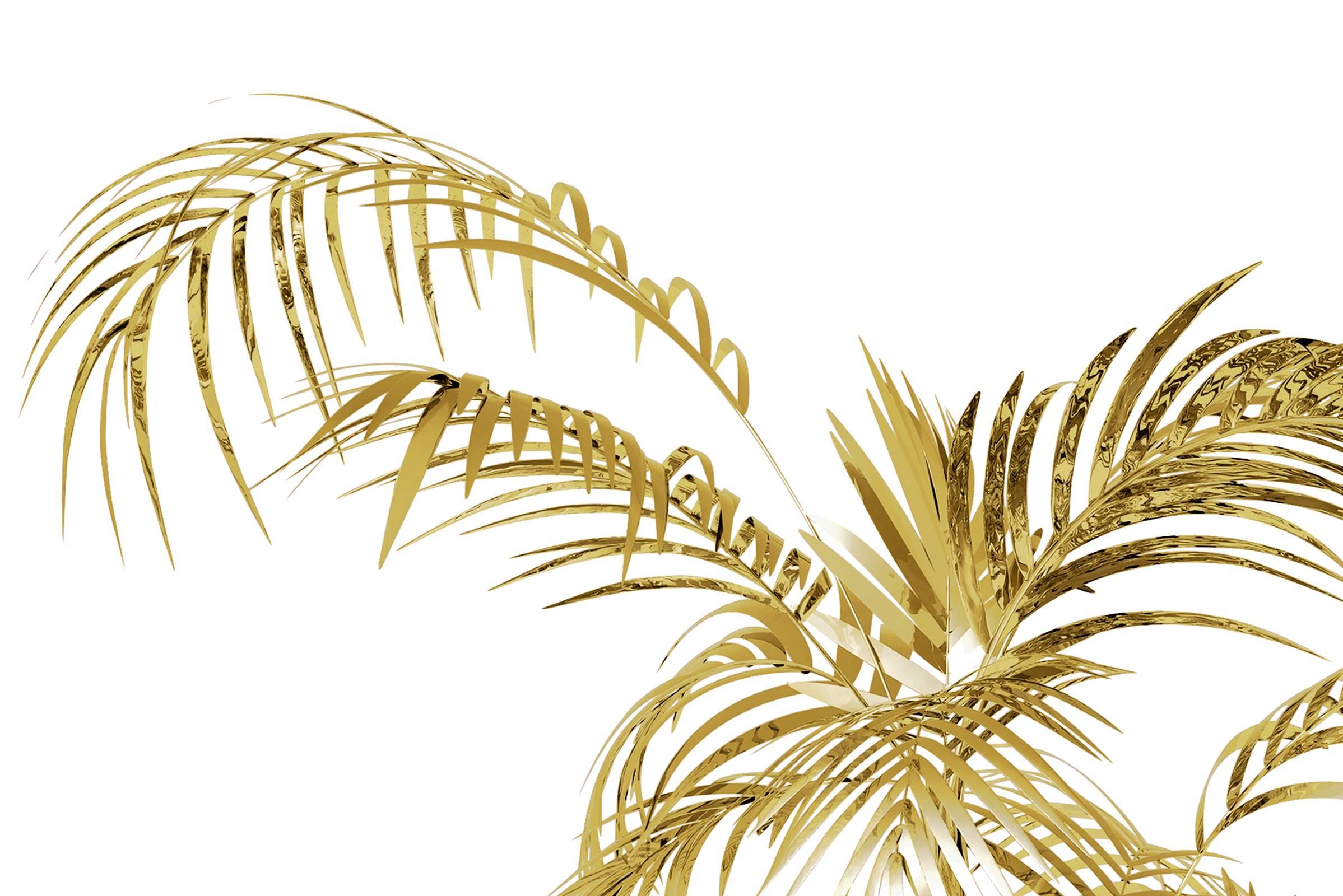 Floor Lamp Palms Tropical in Brass Polished Gold and Carrara Marble Base, 2016 1