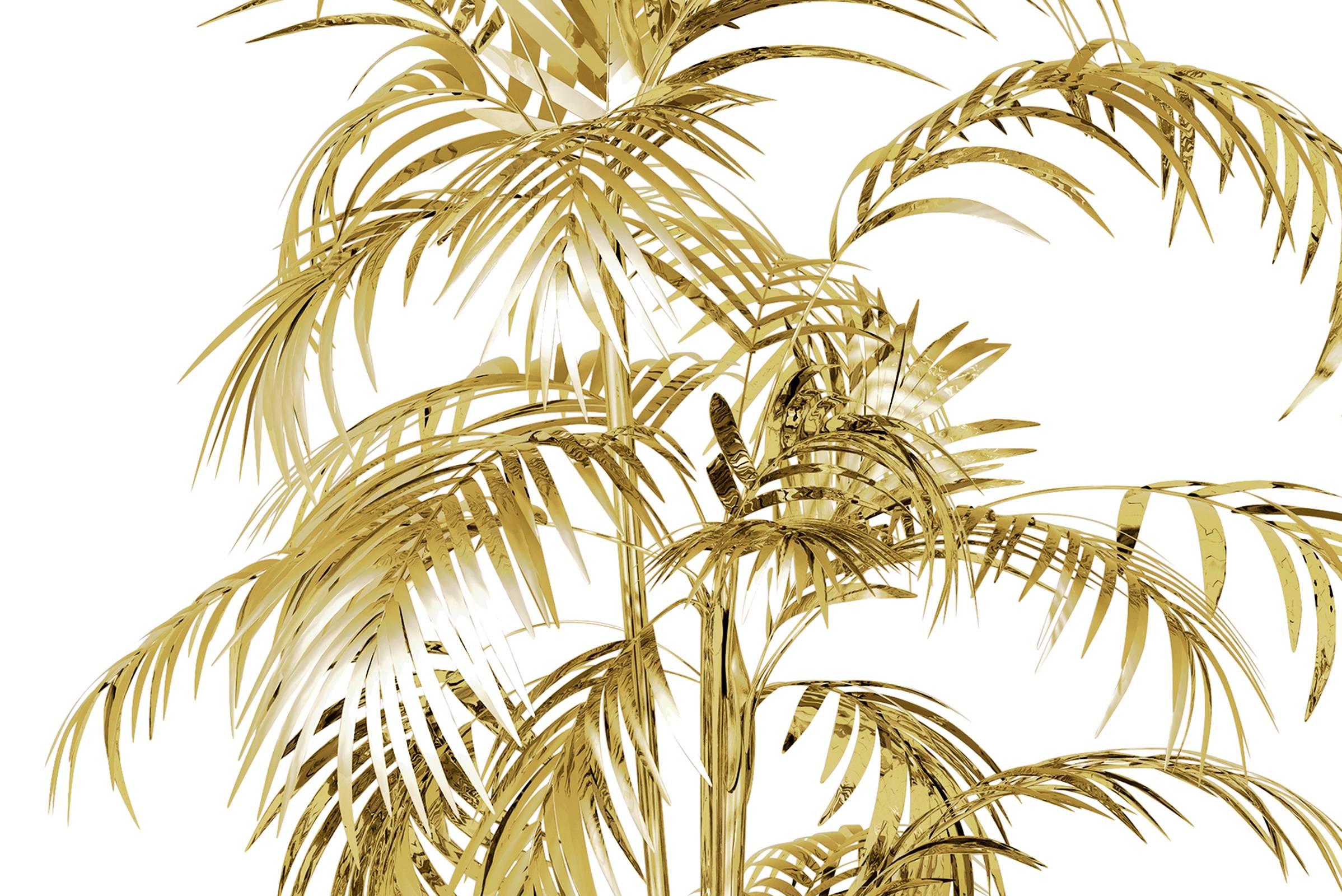 Floor Lamp Palms Tropical in Brass Polished Gold and Carrara Marble Base, 2016 In Excellent Condition In Paris, FR