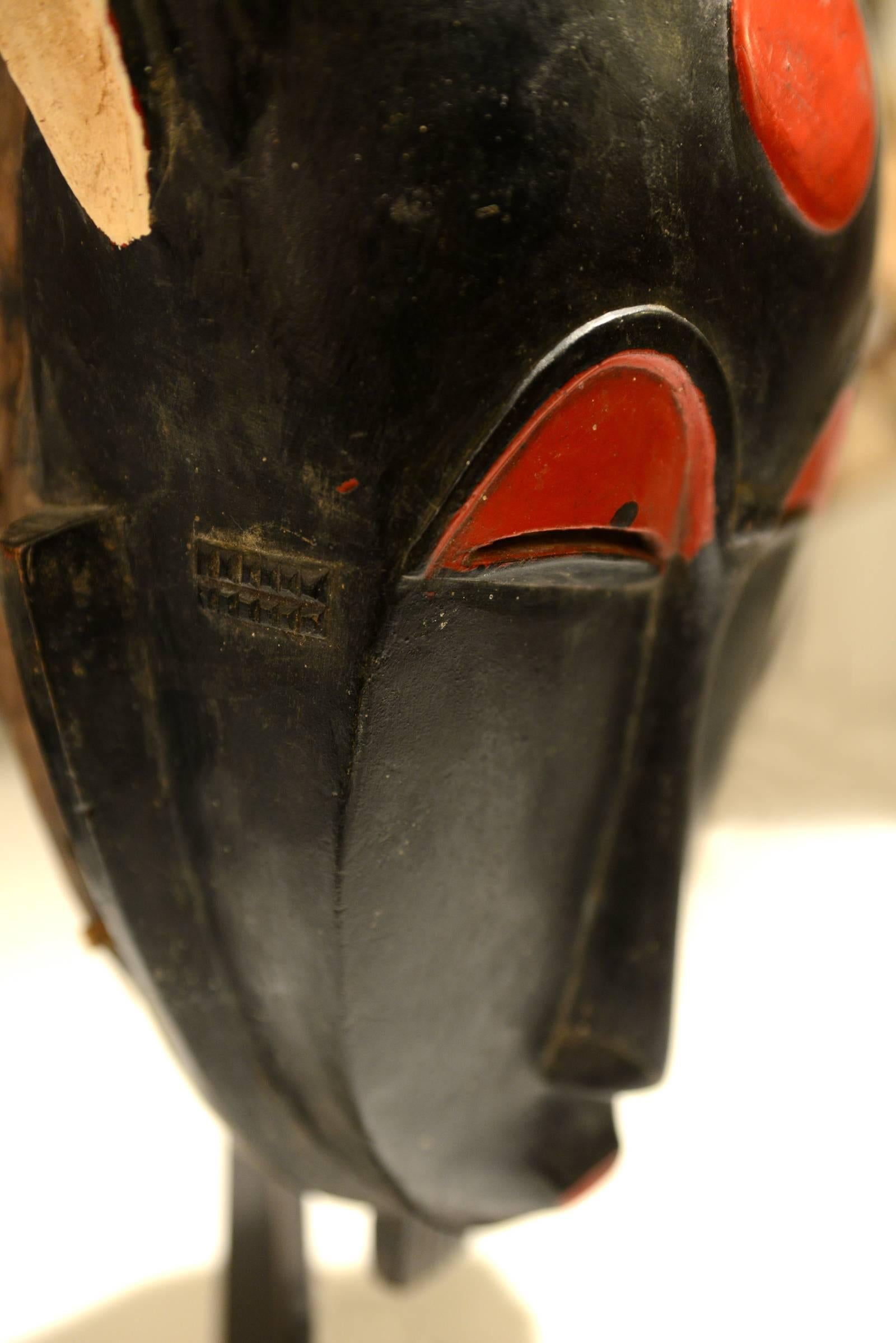 Hand-Crafted African Mask Baoule from Ivory Coast, Mid-20 Century