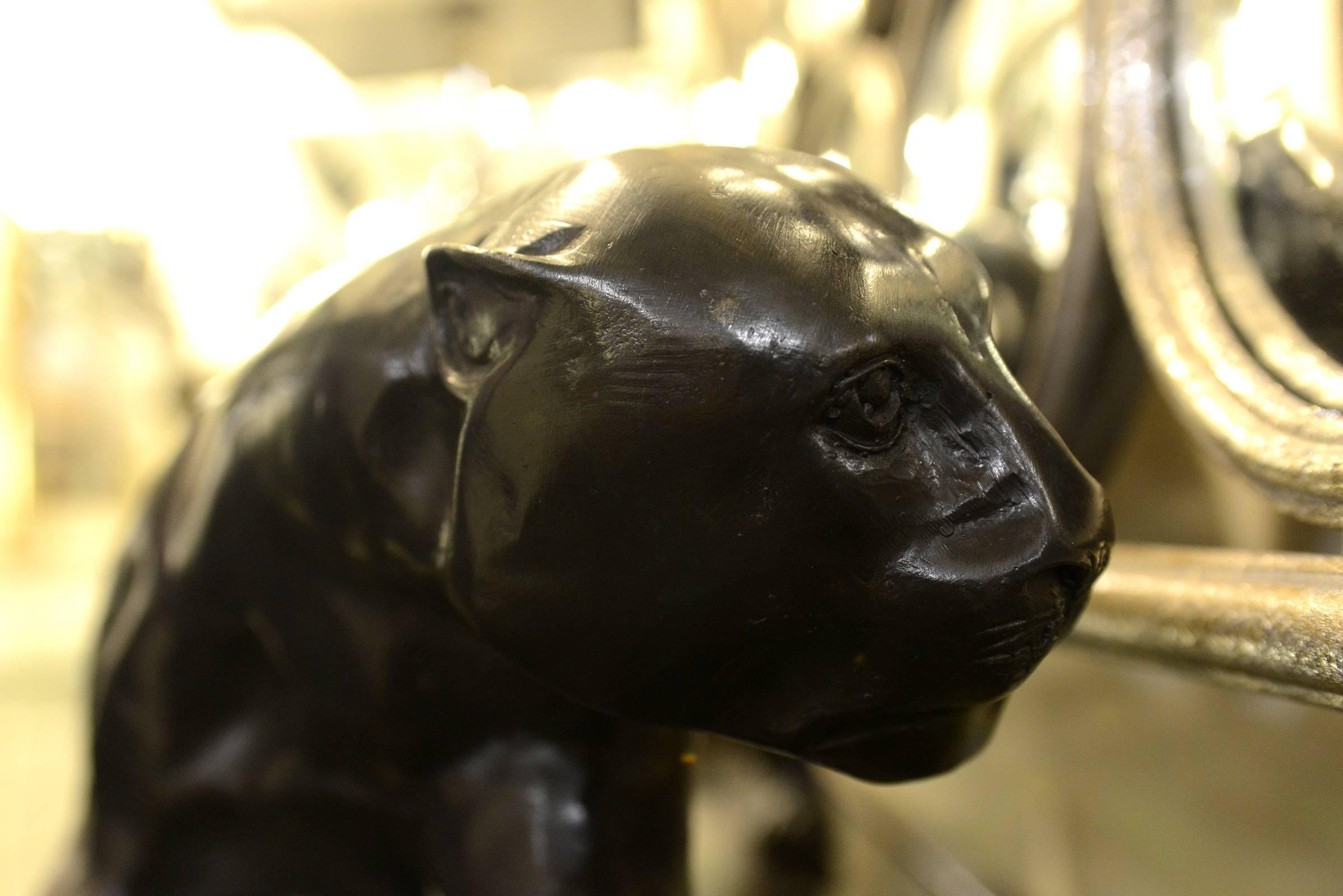 Sculpture Panther Inclined in Polished Bronze, 2016 2