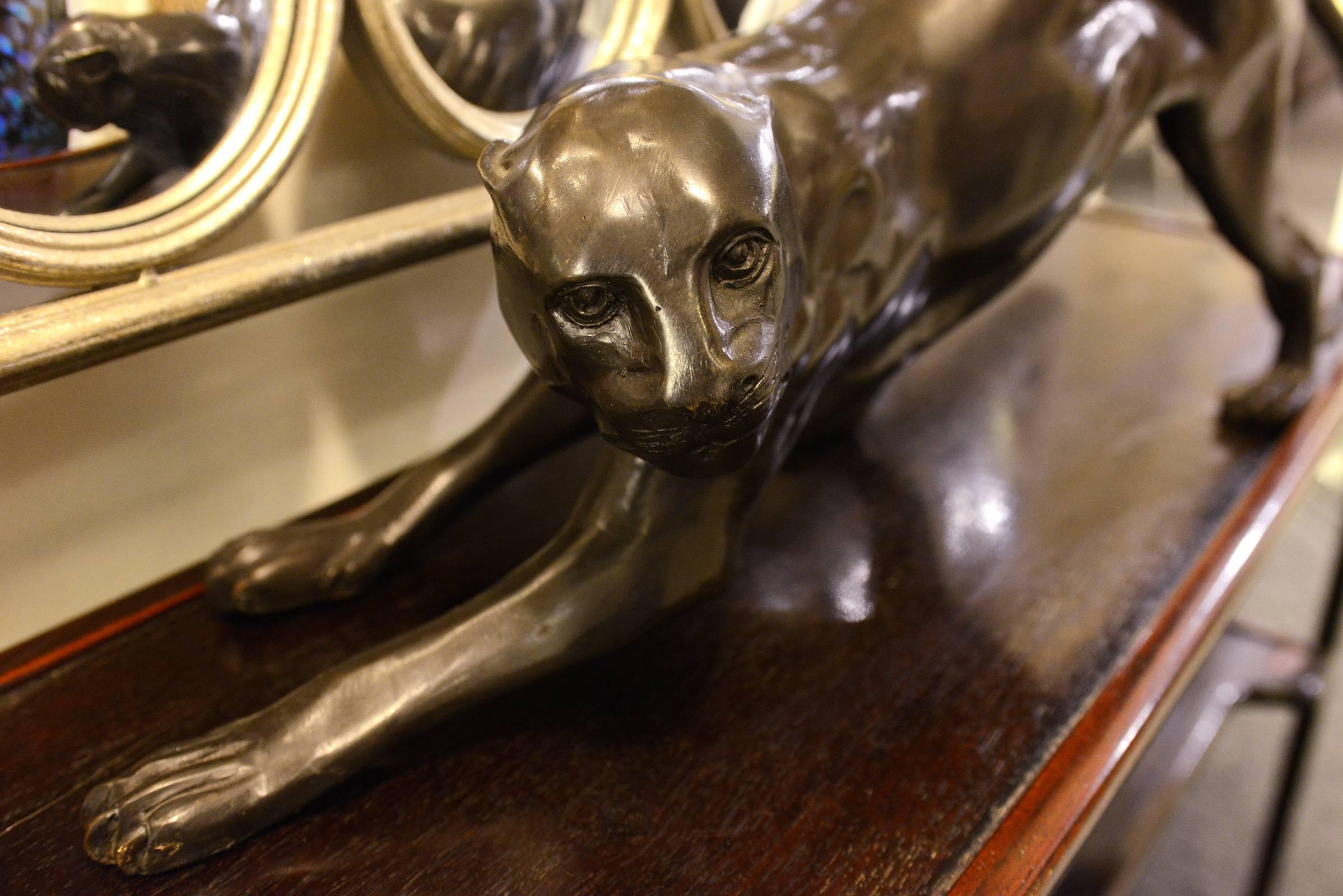 Asian Sculpture Panther Inclined in Polished Bronze, 2016