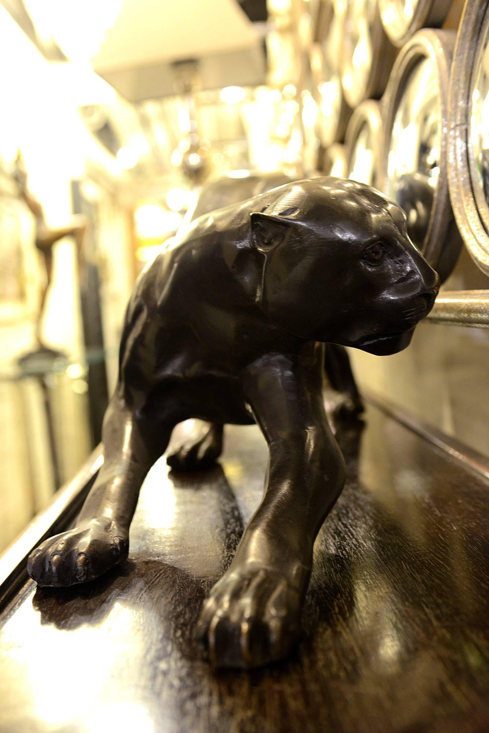 Sculpture Panther Inclined in Polished Bronze, 2016 1