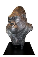 Sculpture Gorilla Head in Metal Worked from France, 2016