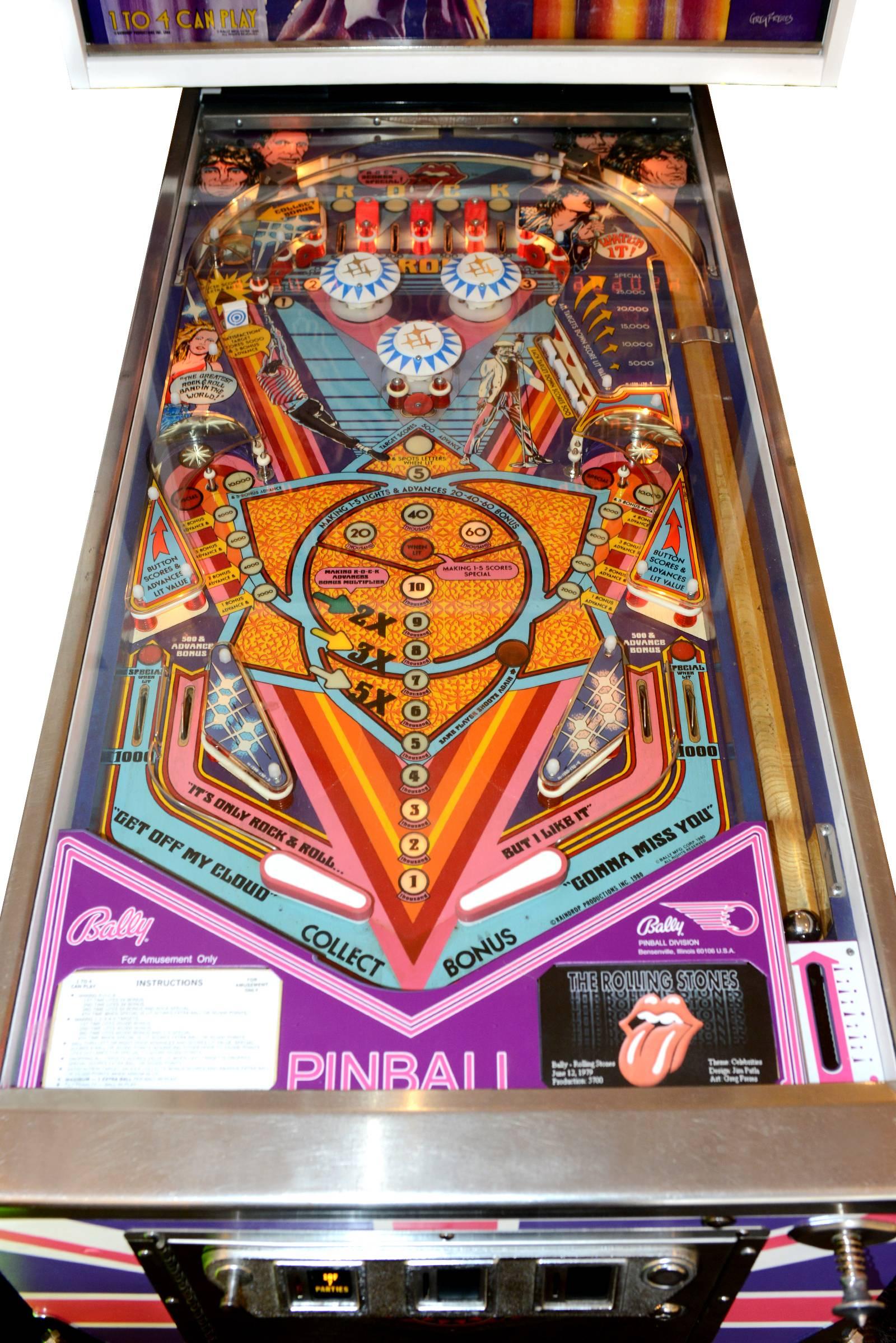 Américain Pinball Rolling Stones Collector 1980s Completely Revised (en anglais) en vente