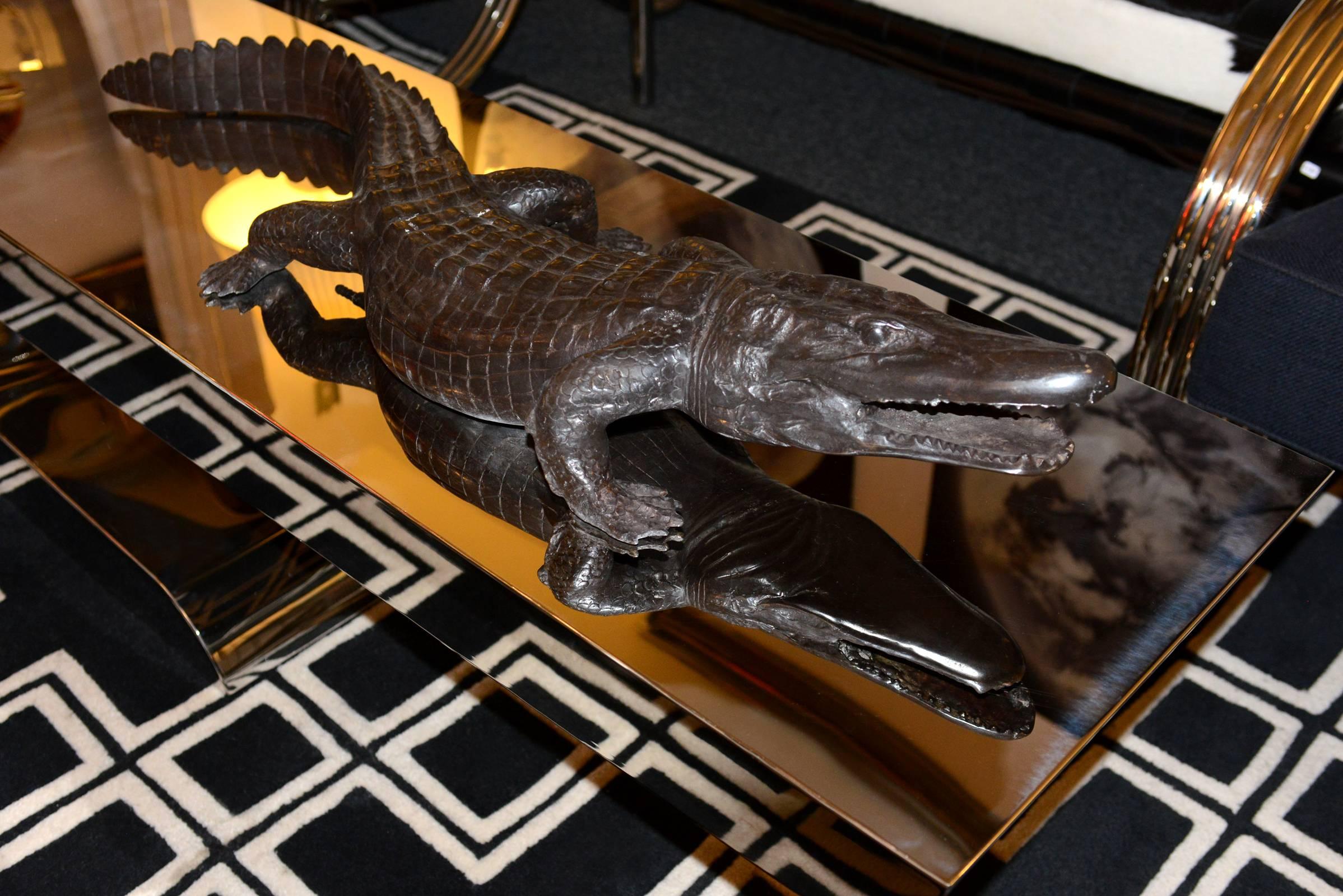 Indian Sculpture Bronze Alligator 2016
