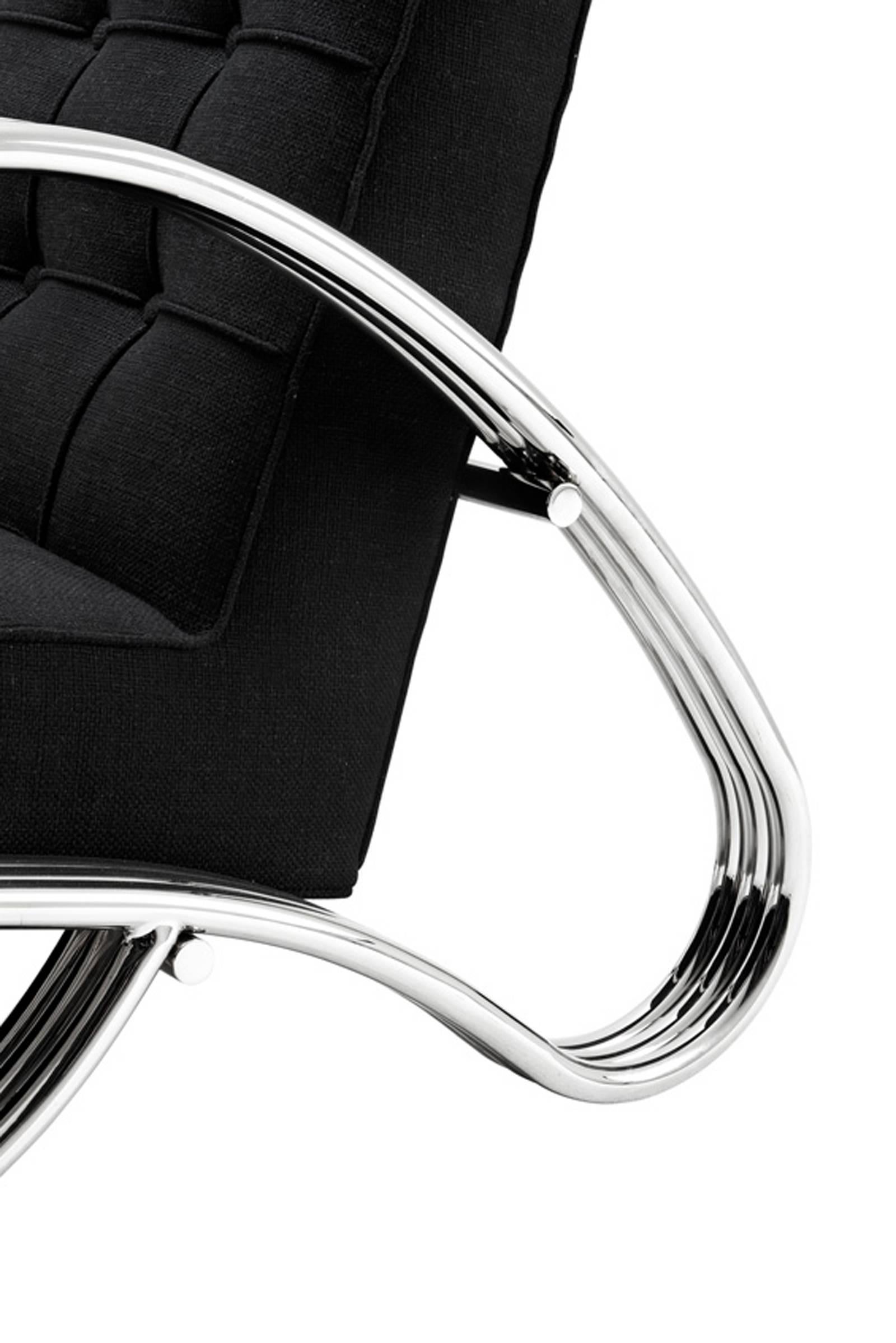 Chinese Cadillac Armchair in Stainless Steel and Panama Fabric, 2016