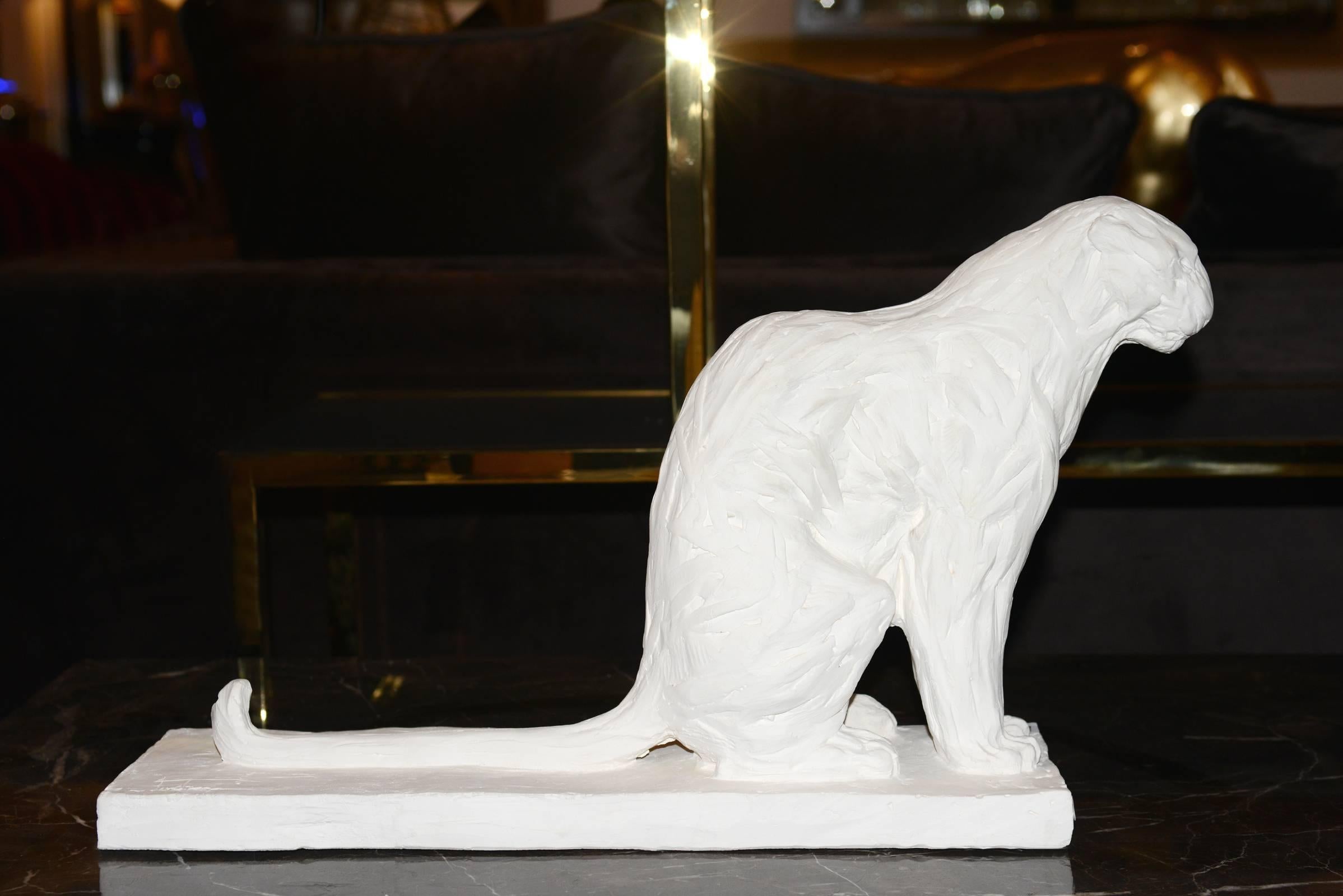 Hand-Crafted Sculpture Panther in Plaster Limited Edition 45/100 by J.B Vandame, 2015 For Sale