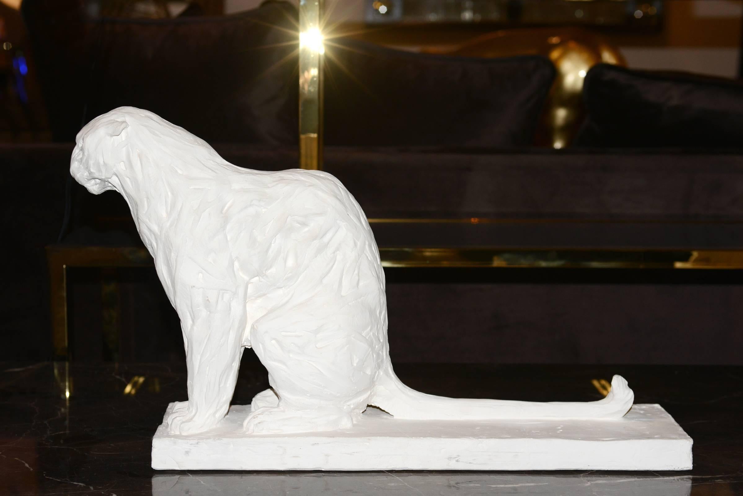 French Sculpture Panther in Plaster Limited Edition 45/100 by J.B Vandame, 2015 For Sale