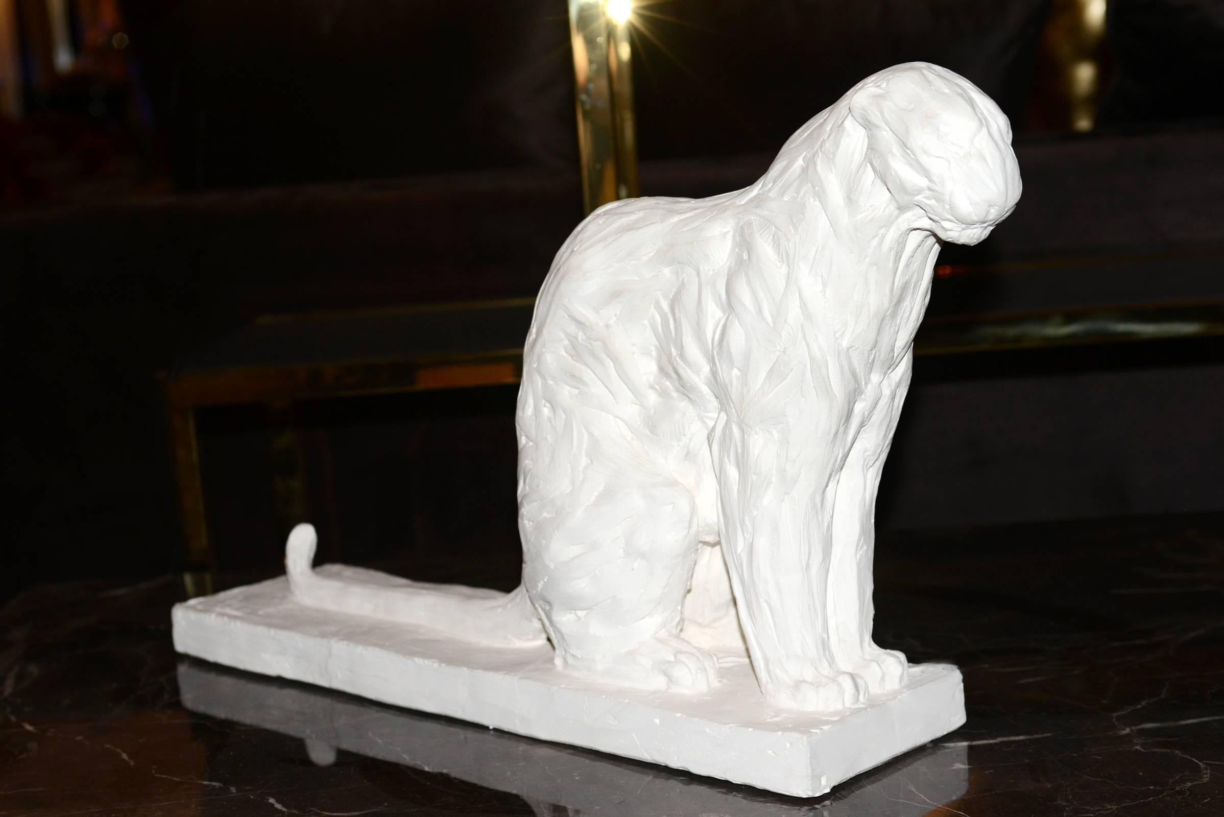 Sculpture panther in plaster.
Limited and numerated edition 45/100.
Made in France By J.B Vandame in 2015.

 