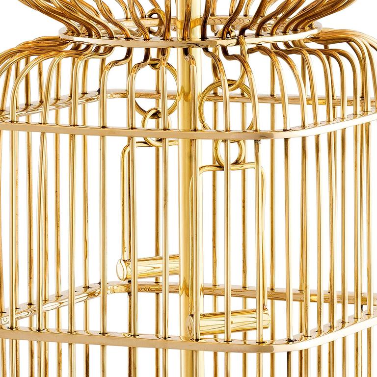Table Lamp Bird Cage in Polished Brass or in Nickel Finish For Sale at 1stdibs