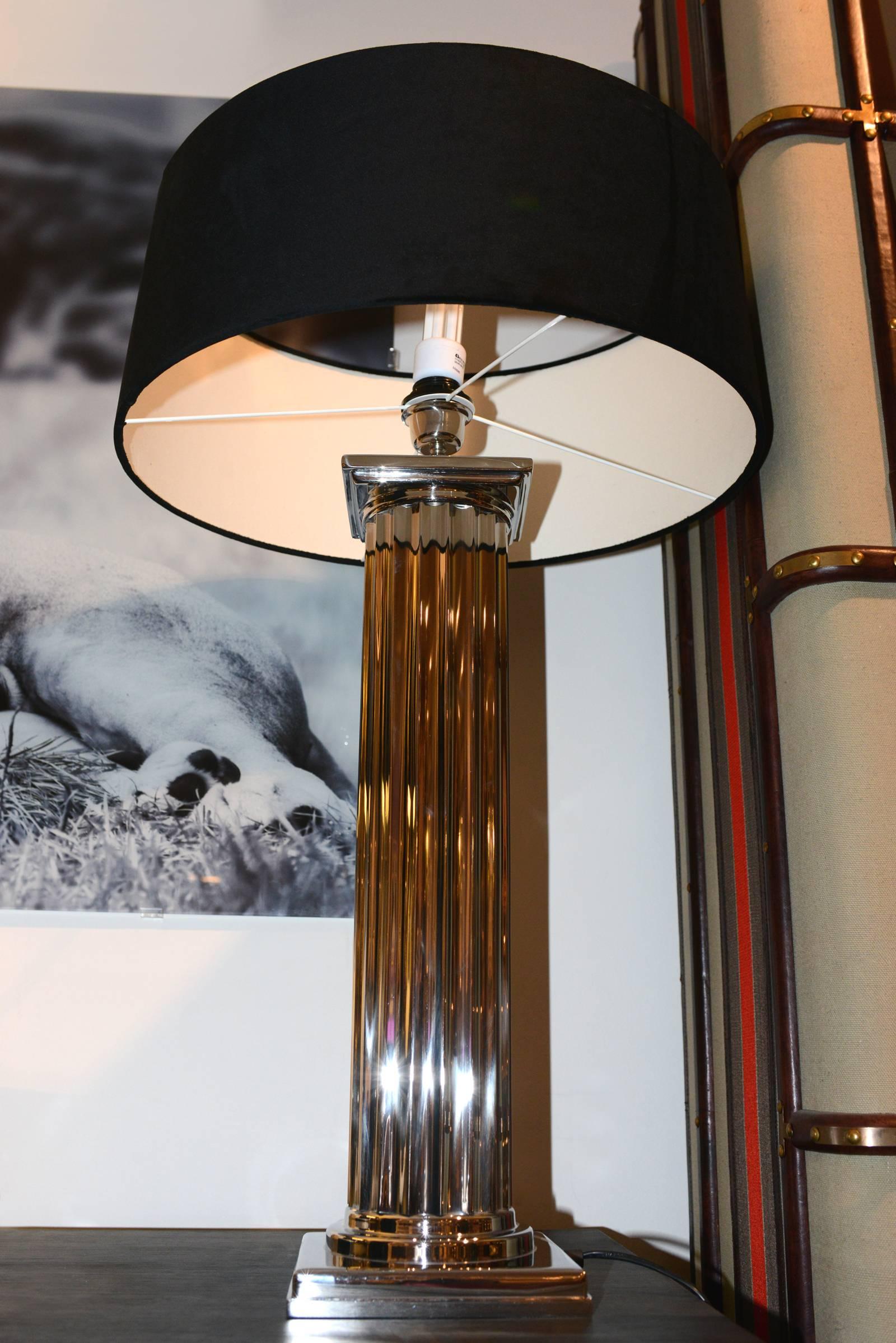 Indian Table Lamp New York in Polished Nickel