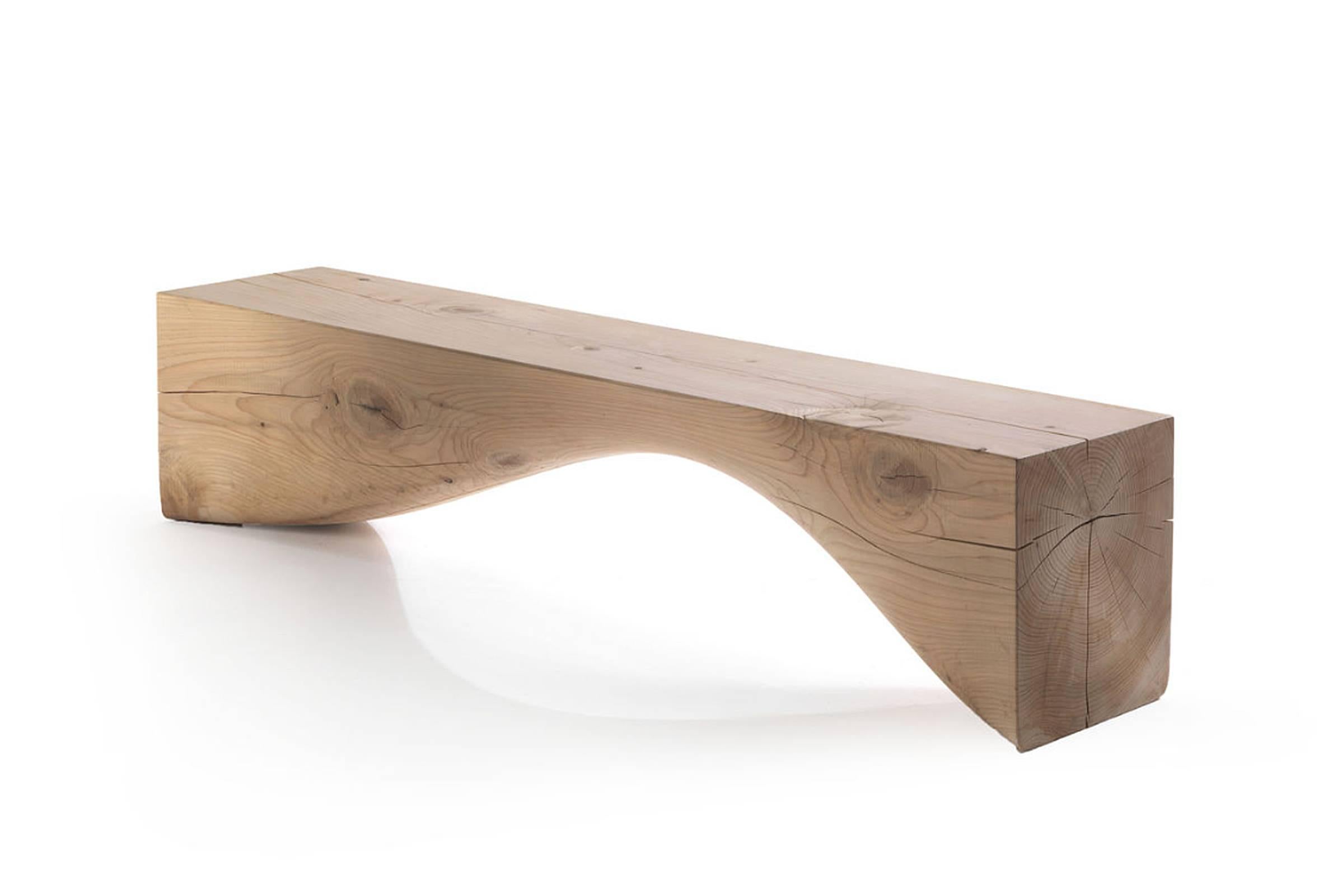Bench line in natural solid cedar wood.
Wood treated with natural pine extracts wax.
Also available on request in:
L120xD36,7xH45cm, price: 5700,00€
L180xD36,7xH45cm, price: 7400,00€
L240xD36,7xH45cm, price: 9200,00€
Bench available in black burnt