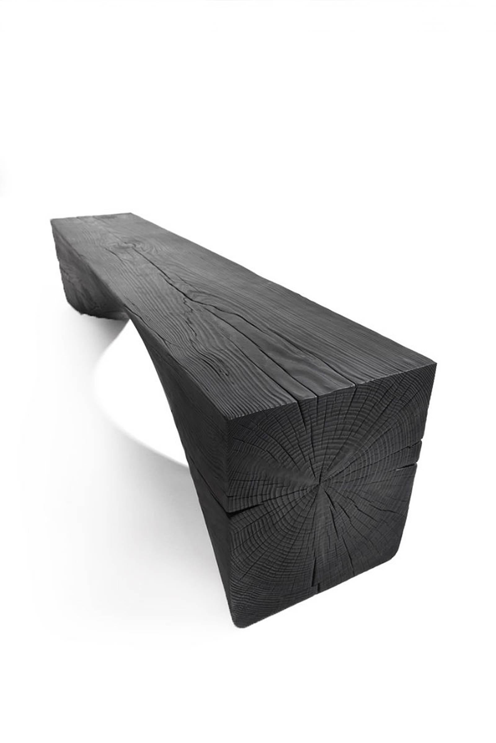 Bench Line in Solid Cedar Wood In Excellent Condition For Sale In Paris, FR