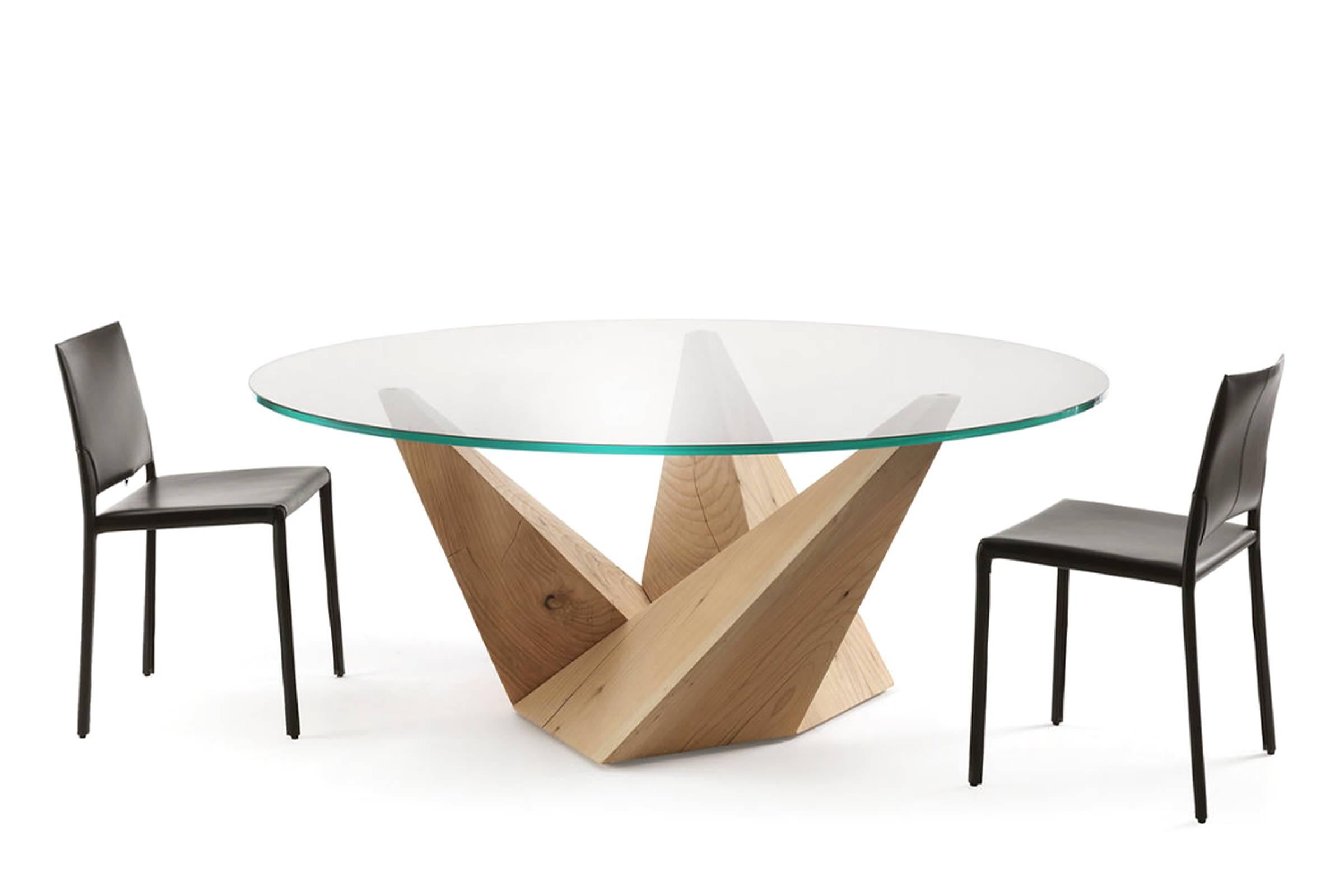 Contemporary Round Table in Solid Cedar Wood