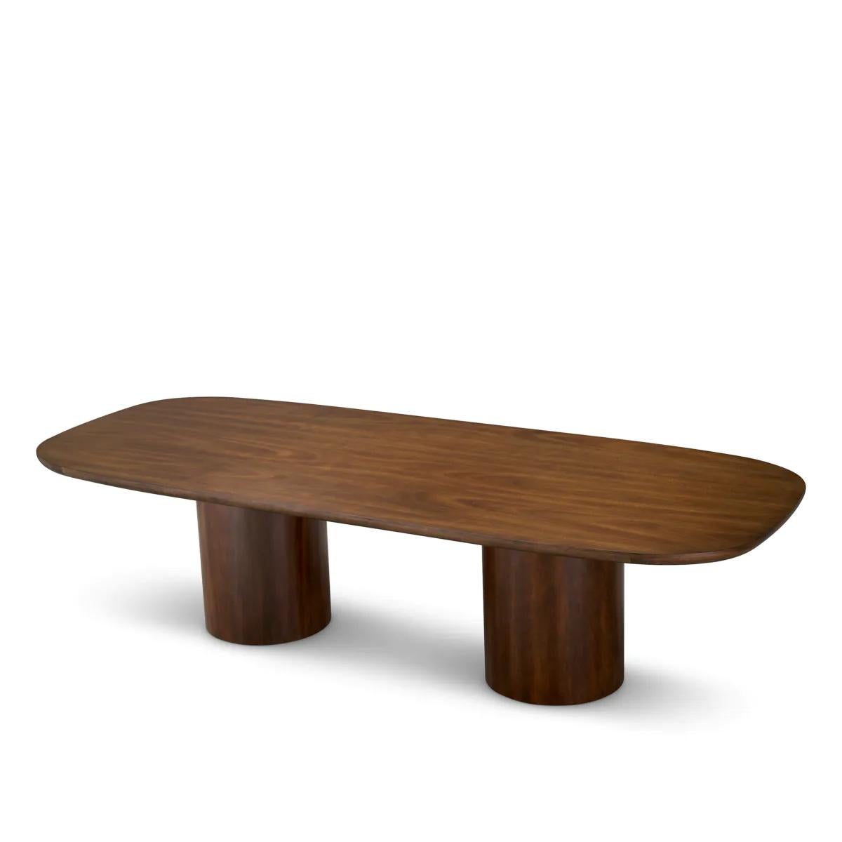 Dining Table Greta Brown with table top and feet
in wood, beech wood in exotic okoume veneer in
brown finish.