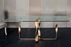 Torsade Table Bronze Base Legs and Glass Top