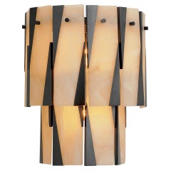 Alabaster Bronzed Wall Lamp