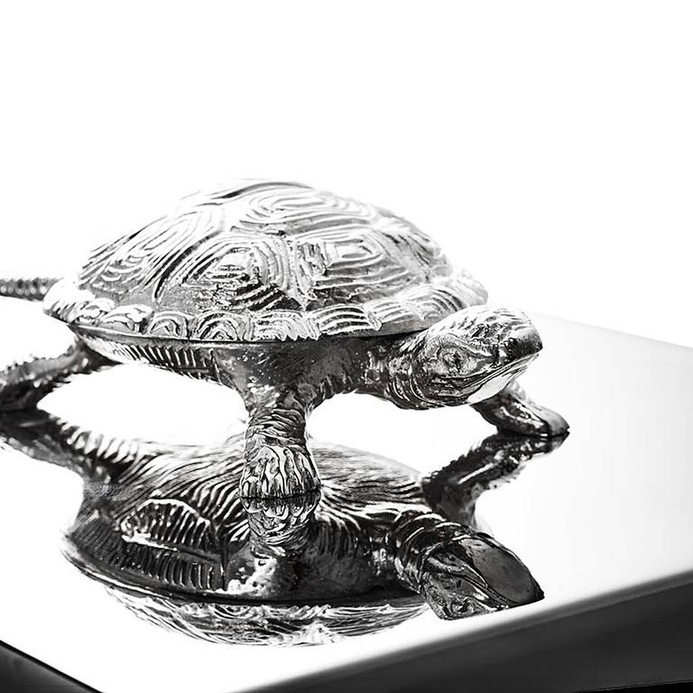 Turtle Jewelry Box Stainless Steel and Nickel Finish For Sale at 1stdibs