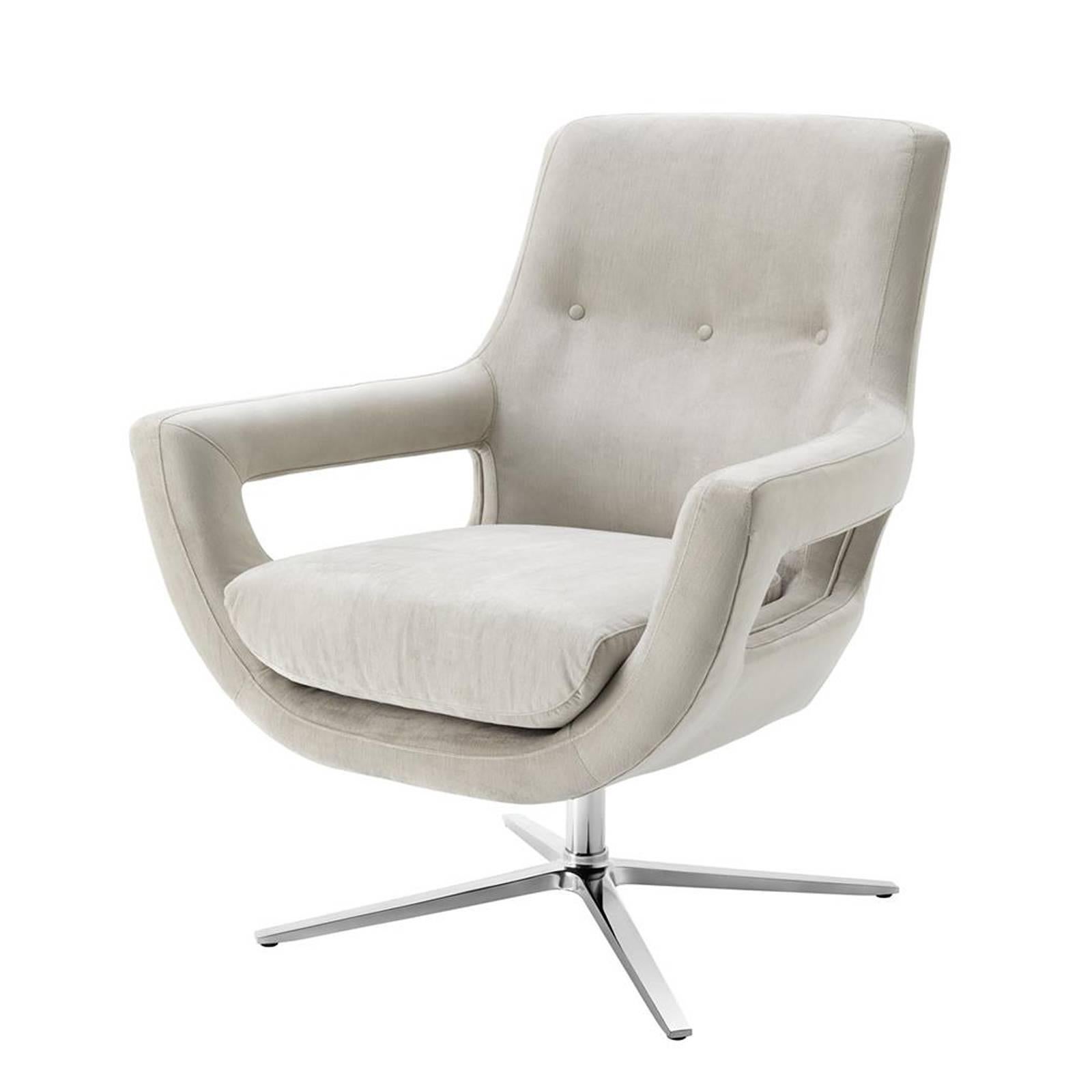 Stainless Steel Grand Office Swivel Armchair with Granite Grey Fabric